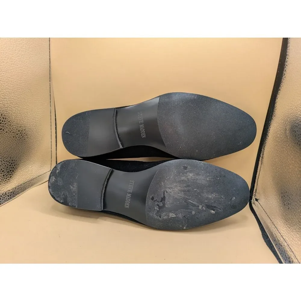 Steve Madden Laight Black Velvet Mens Slip On size 10 Loafer Dress Shoe